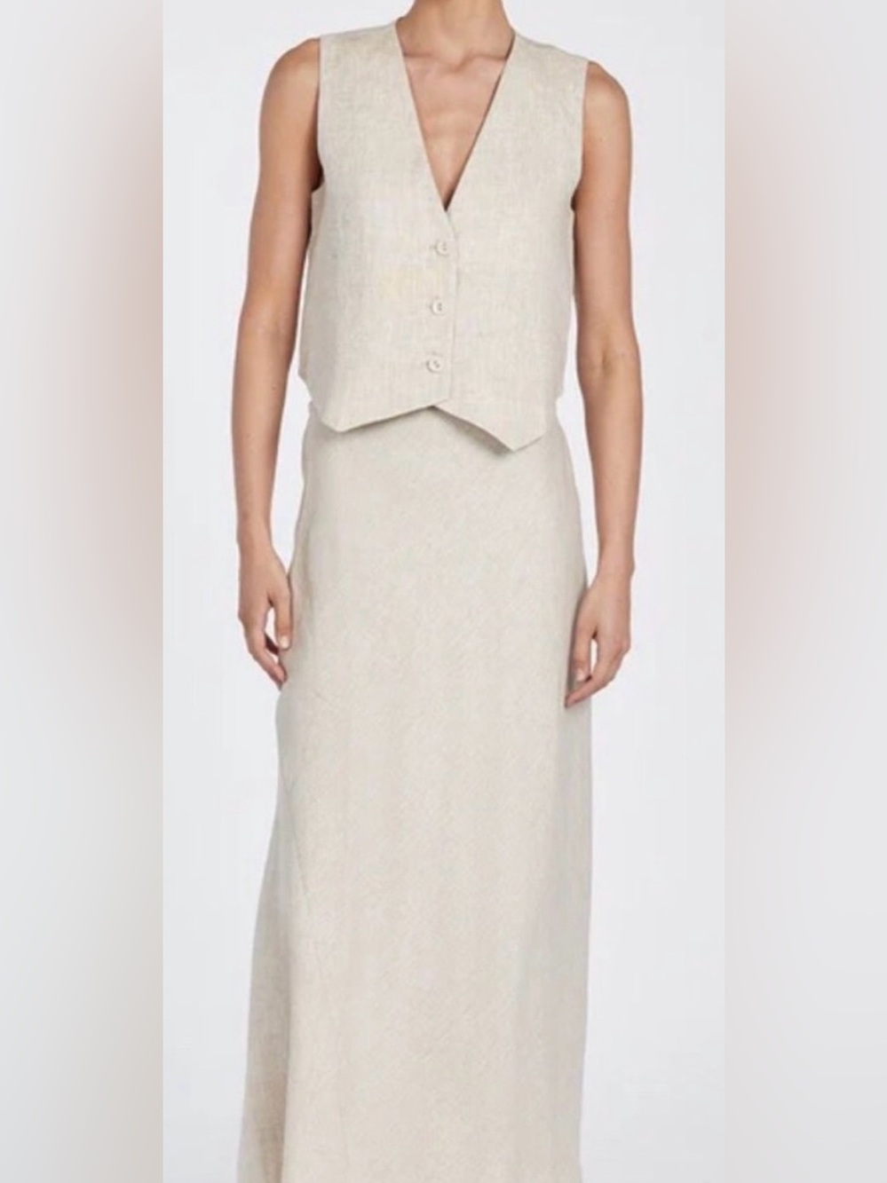 DISSH Linen Vest in Beige-Cream Size 4